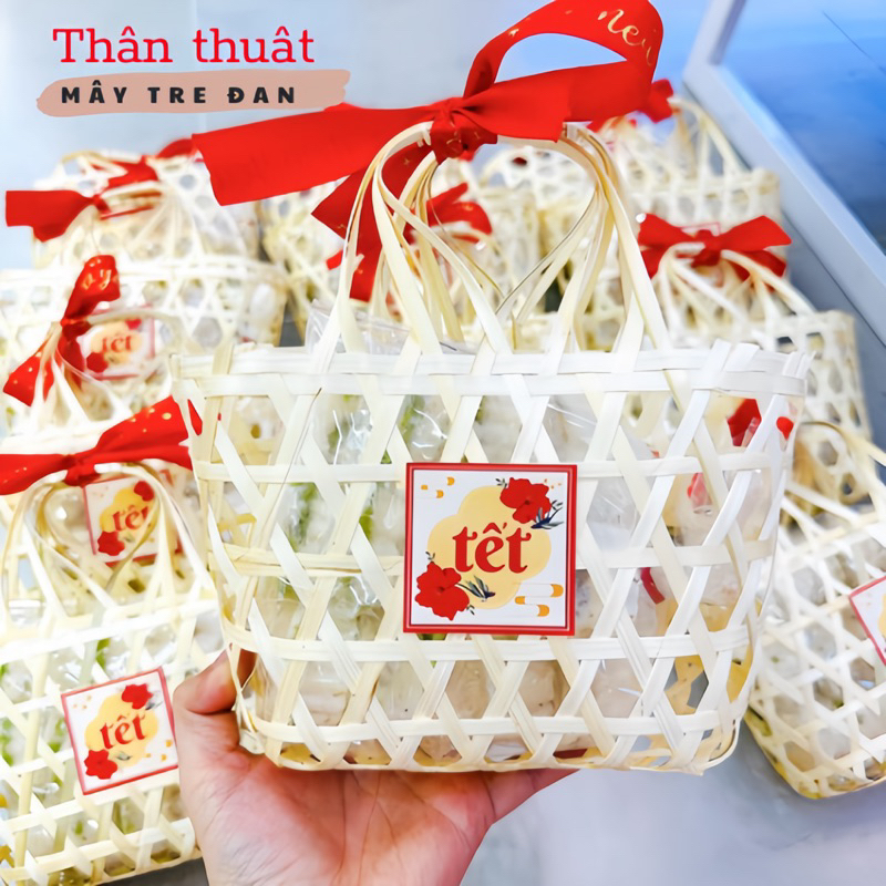 [Sỉ/Lẻ] Giỏ tre đựng quà Tết, đựng hoa quả, trứng, bánh kẹo size mini - Mây Tre Đan (TT)