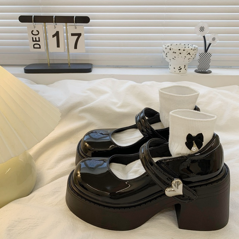(FROM TO LÙI Size) Giầy Búp Bê Mary Jane LOLITa đế cao 7cm Chất Da bóng siêu êm