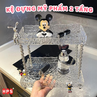  Kệ đựng mỹ phẩm 2 tầng trong suốt  Khay đựng đồ thiết kế gợn sóng phong cách sang trọng sử dụng đa năng 