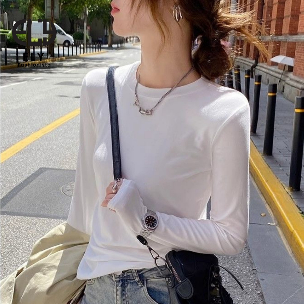 Áo thun nữ ELY tay dài suông chất cotton dẻo co giãn tốt áo phông nữ from chuẩn freesize đẹp ELY293 | BigBuy360 - bigbuy360.vn