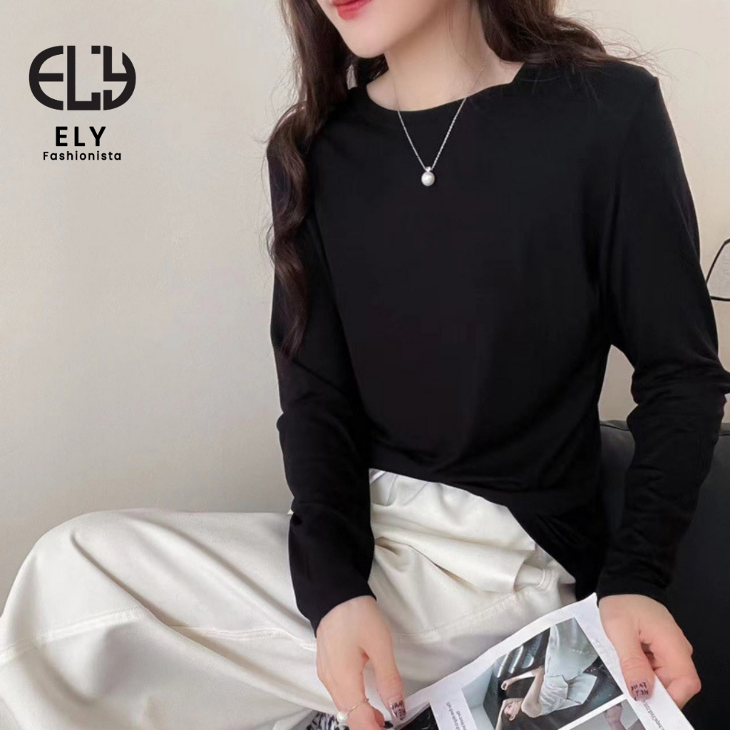 Áo thun nữ ELY tay dài suông chất cotton dẻo co giãn tốt áo phông nữ from chuẩn freesize đẹp ELY293 | BigBuy360 - bigbuy360.vn