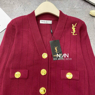 Áo Len Dài Tay Khuy Vàng Y.s.l Có Đệm Vai