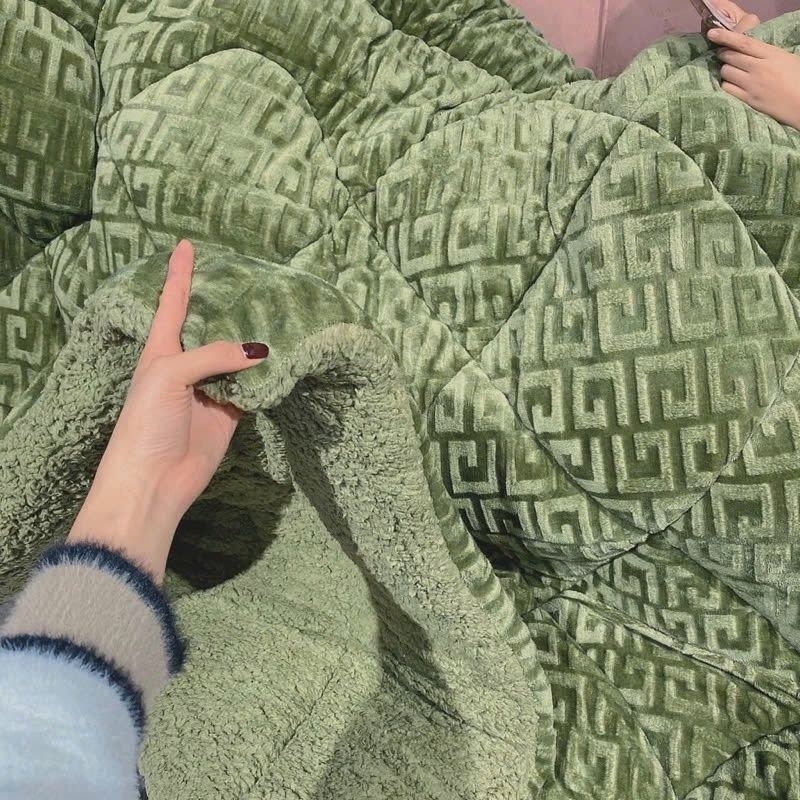 Chăn Lông Cừu Đại Hàn , Chăn Chữ Vạn siêu ấm 3,5kg hàng loại 1 mềm mịn