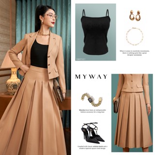 Sét Áo Vest Và Chân Váy Xếp Ly Nữ MY WAY Dáng Croptop Sang Trọng Quý Phái 3MVB0933W - 3MCXB247W NA0 - 6MAT1131W