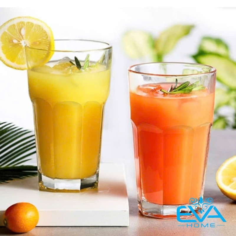 Bộ 12 Ly Thuỷ Tinh 8 Cạnh Uống Sinh Tố 390ML HF390 / Cốc Thuỷ Tinh Classy Glass for Cold Coffee Tea 