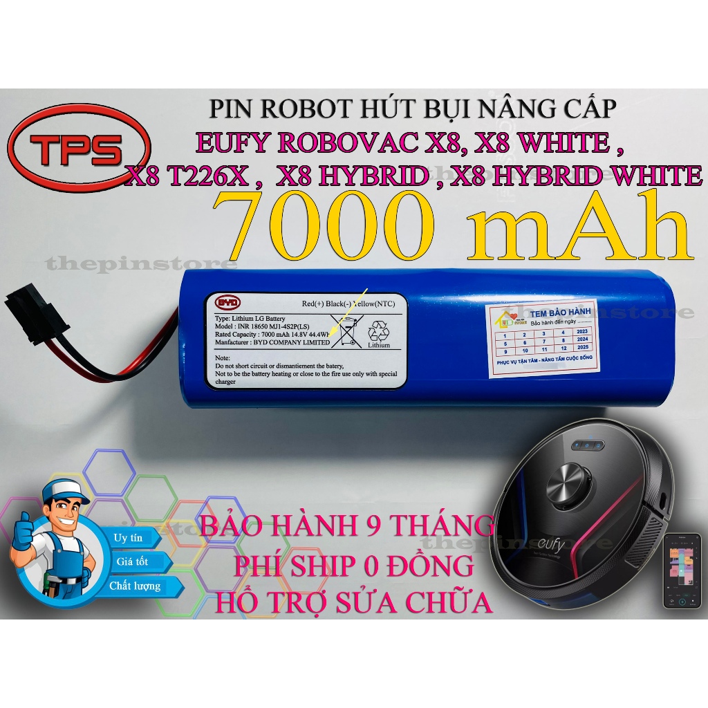 PIN ROBOT HÚT BỤI NÂNG CẤP EUFY ROBOVAC X8, X8 WHITE , X8 T226X ,  X8 HYBRID , X8 HYBRID WHITE