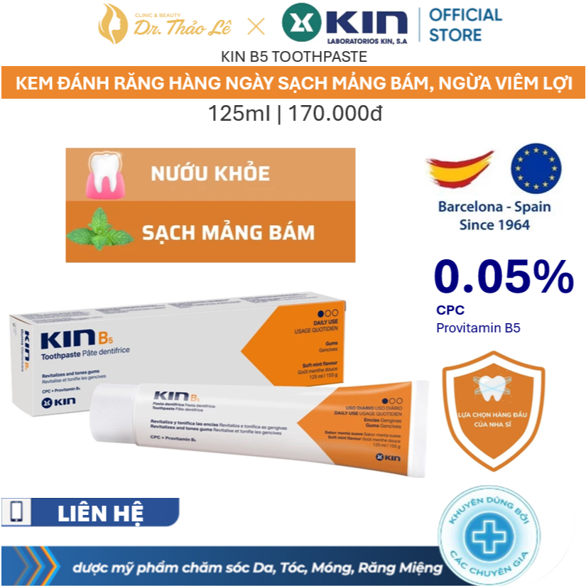 Kem Đánh Răng KIN B5 Toothpaste - Sạch Mảng Bám, Ngừa Viêm Lợi 125ml