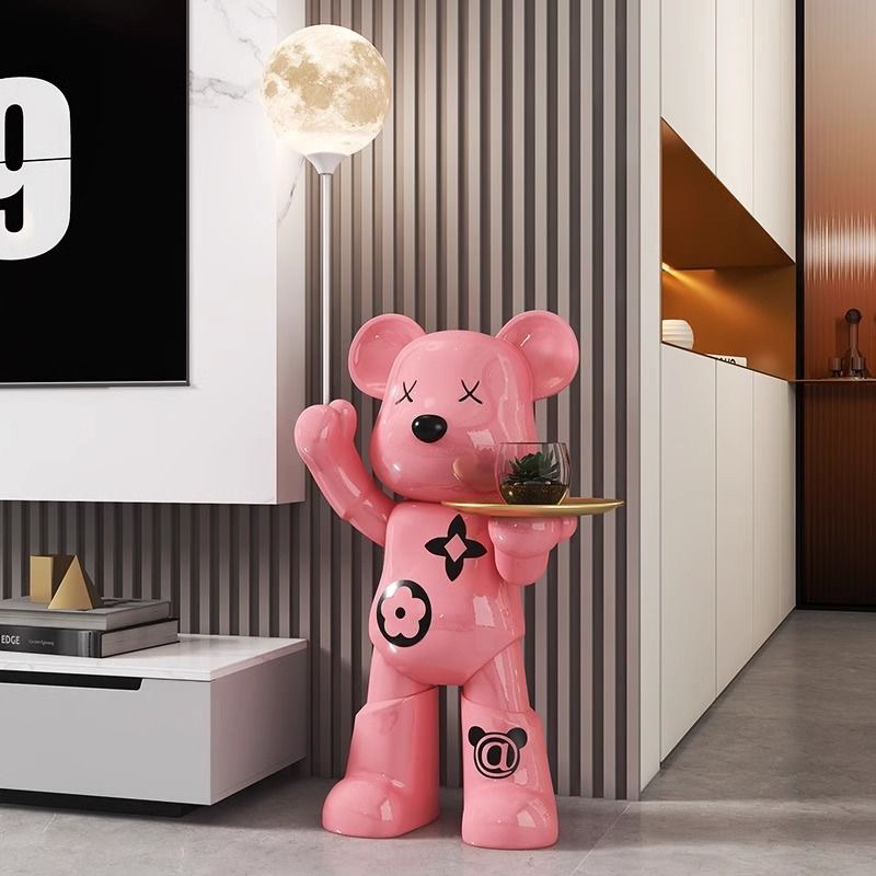 Tượng chiến binh bearbrick 1m2 đèn mặt trăng kèm khay để đồ đa năng để sàn phong cách hiện đại sang 