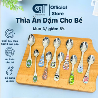 Thìa Inox Ăn Dặm Cho Bé, Muỗng Tập Ăn, Inox Cao Cấp, Họa Tiết Dễ Thương - QT KITCHENWARE