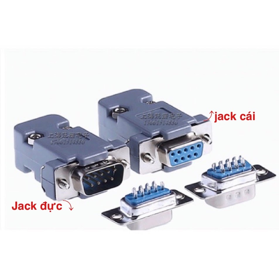 Đầu nối jack com - DP 9 chân đực cái kèm vỏ