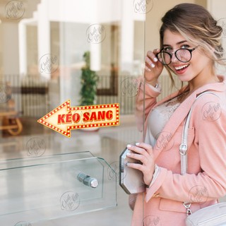 Combo 2 miếng dán cửa kéo sang CHỮ LED decor cửa kính ra và trượt đẩy cửa lùa