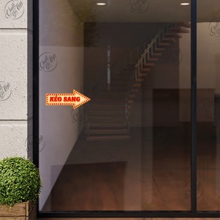 Combo 2 miếng dán cửa kéo sang CHỮ LED decor cửa kính ra và trượt đẩy cửa lùa
