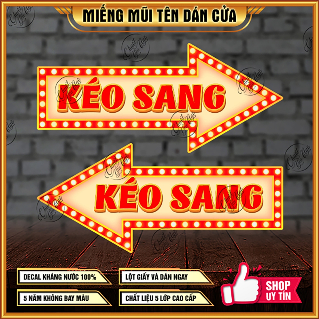 Combo 2 miếng dán cửa kéo sang CHỮ LED decor cửa kính ra và trượt đẩy cửa lùa