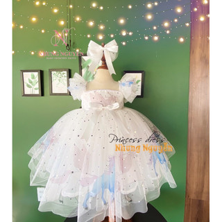 Váy Công Chúa Ngựa Thân Pony Unicorn Nhung Nguyễn Váy Đầm Công chúa Bé Gái Cao Cấp Tặng Kèm Cài