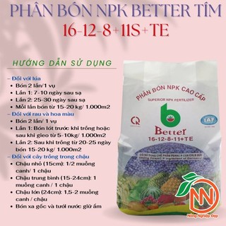 Phân Bón NPK Tím 16-12-8-11+TE Better 1kg