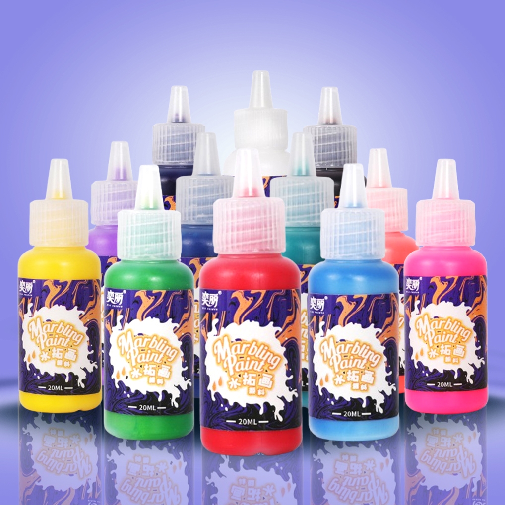 MÀU VẼ TRANH THỦY ẤN 20ML - MÀU VẼ TRANH TRÊN NƯỚC - SƠN MÀU NỔI MARBLING PAINT - BỘT SƠN - BỘT LÀM 
