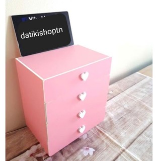 Tủ mini 4 tầng hồng phấn đựng đồ đa năng