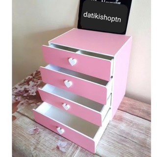 Tủ mini 4 tầng hồng phấn đựng đồ đa năng