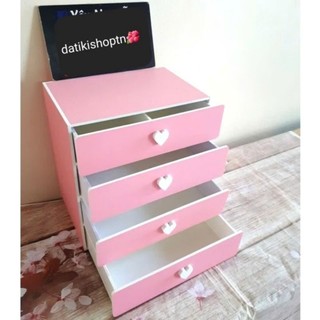 Tủ mini 4 tầng hồng phấn đựng đồ đa năng