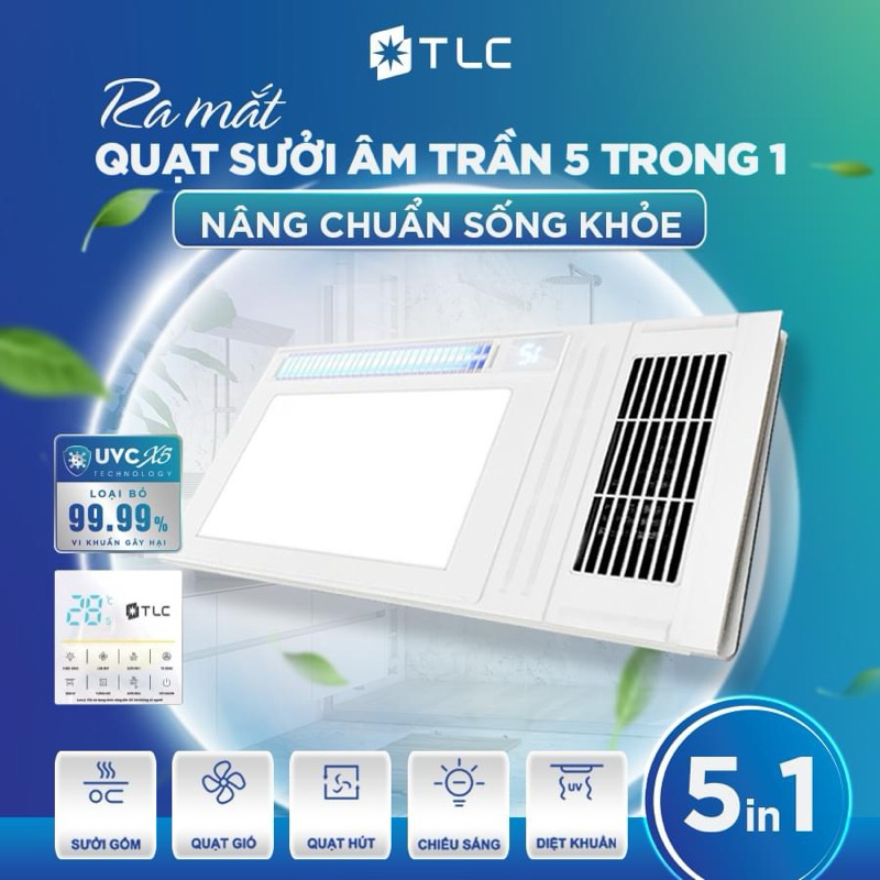 Quạt sưởi âm trần 5 trong 1 của TLC lighting - Bảo hành 36 tháng