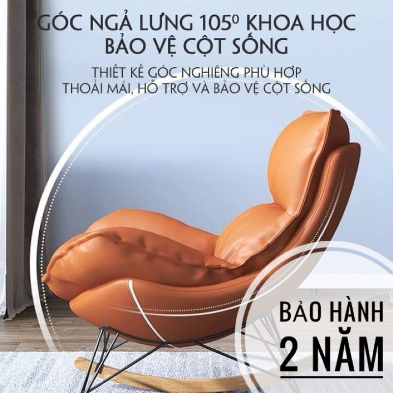 Ghế bập bênh thư giãn nhập khẩu[+Gác chân] Bảo hành 2 năm Chân gỗ sơn Pu chống ẩm