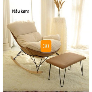 Ghế bập bênh thư giãn nhập khẩu[+Gác chân] Bảo hành 2 năm Chân gỗ sơn Pu chống ẩm