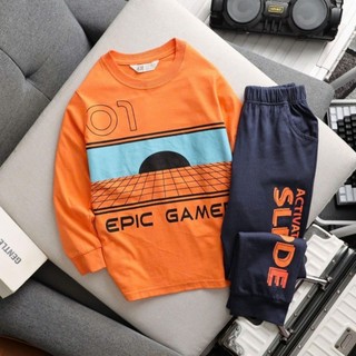 set bộ cotton dài tay Bé trai đại
