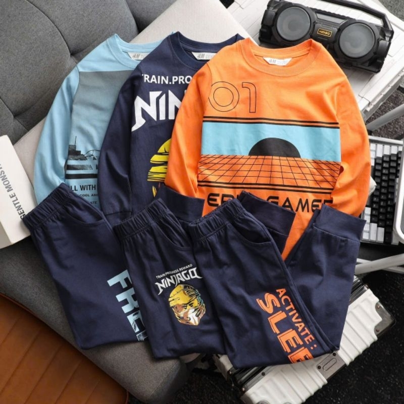 set bộ cotton dài tay Bé trai đại