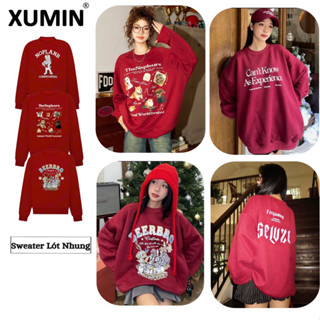 Áo Sweater Đỏ Chất Nỉ Lót Nhung Nhiều Hình Phân Loại ( Sweater Đỏ Đô)