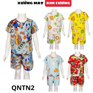 Đồ bộ bé trai tole lanh KIM CƯƠNG, quần ngắn, áo tay cộc, mặc hè QNTN2