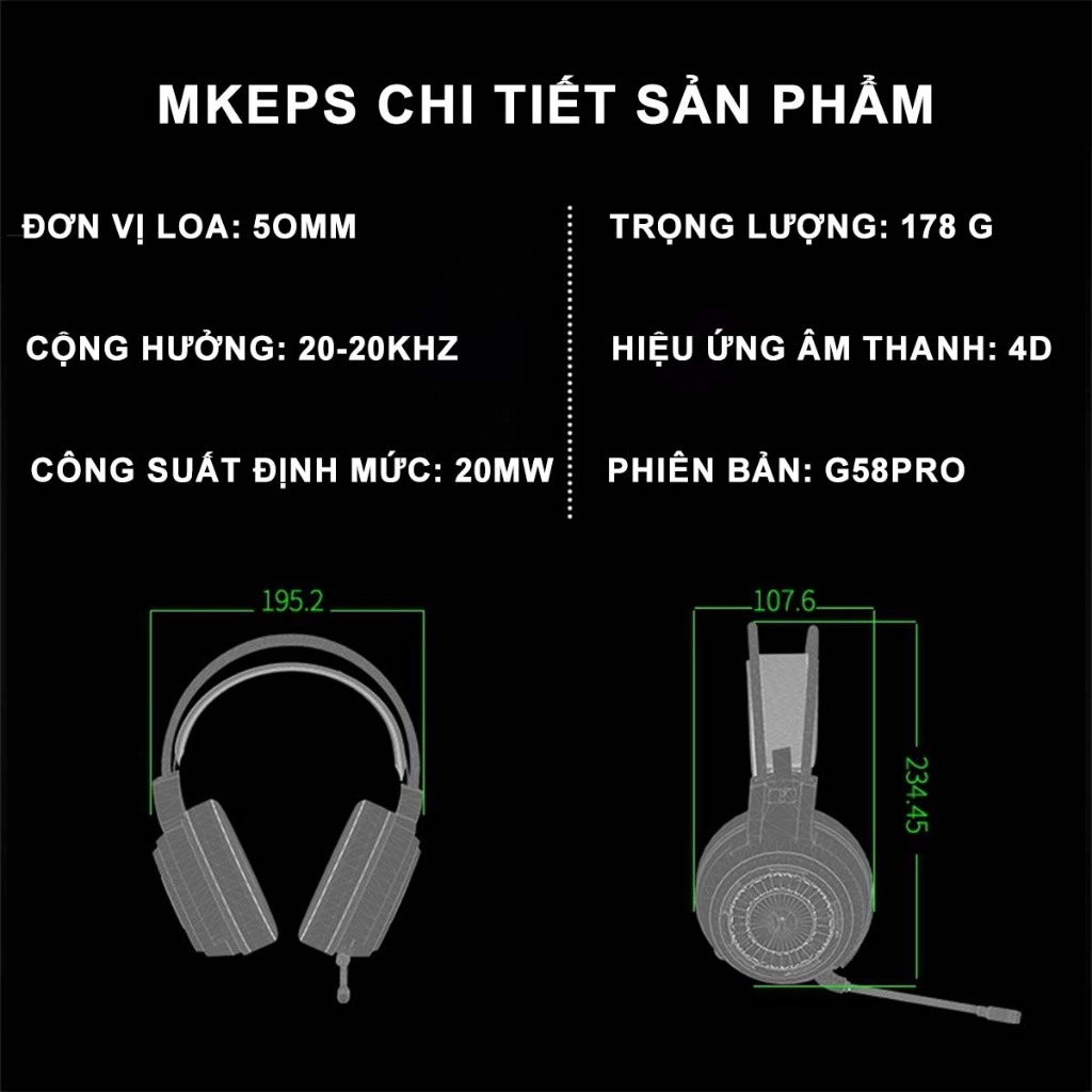 Tai Nghe Game MKEPS, Có Mic Và đèN Rgb, Ba LoạI đầU CắM, Phù HợP Cho đIệN ThoạI Và MáY TíNh | BigBuy360 - bigbuy360.vn