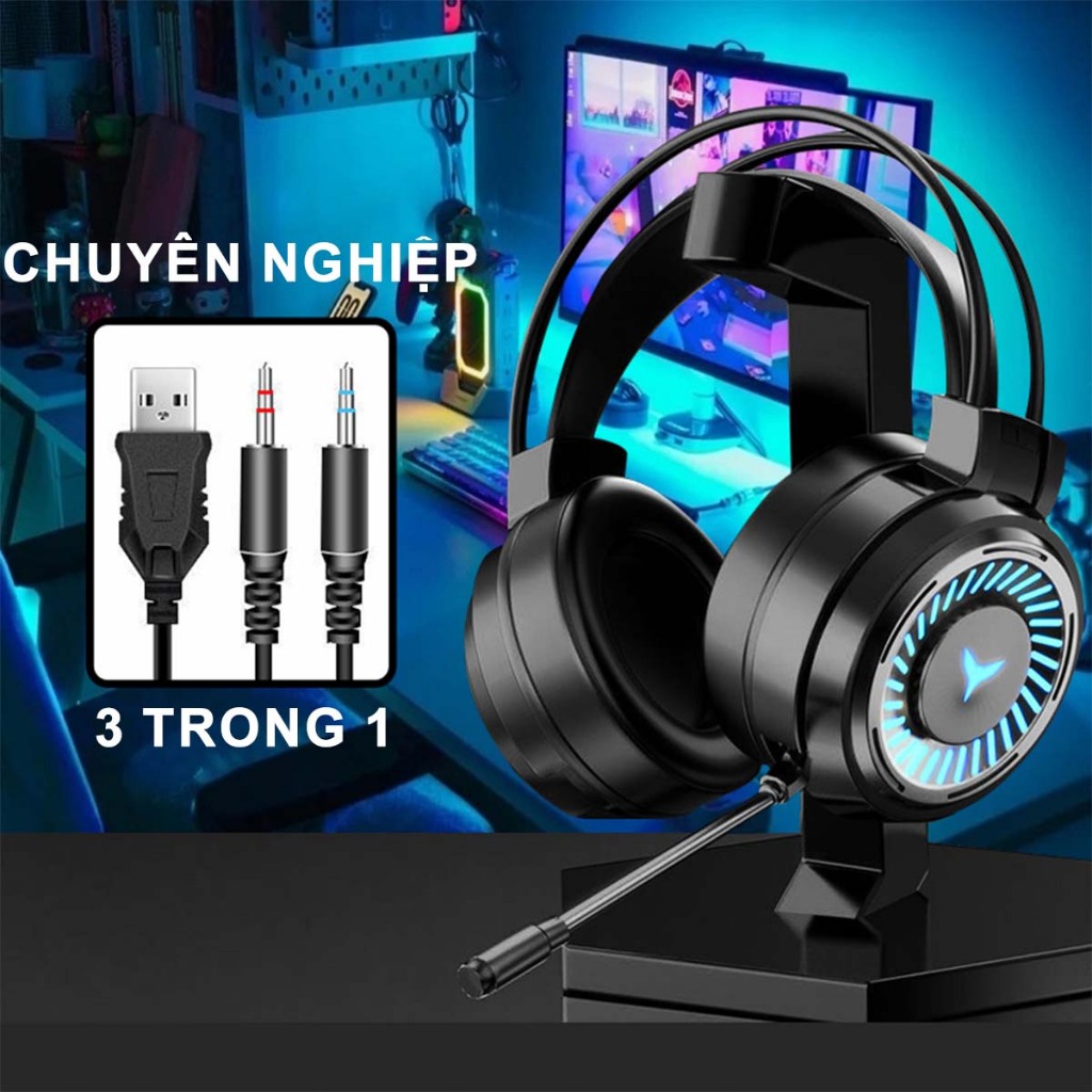 Tai Nghe Game MKEPS, Có Mic Và đèN Rgb, Ba LoạI đầU CắM, Phù HợP Cho đIệN ThoạI Và MáY TíNh | BigBuy360 - bigbuy360.vn