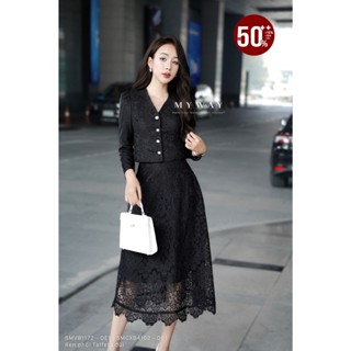  Set Áo Vest Chân Váy Nữ Ren MY WAY Cổ V Sang Trọng Qúy Phái 5MVB1172w - 5MCXB4102w DE1 DB 