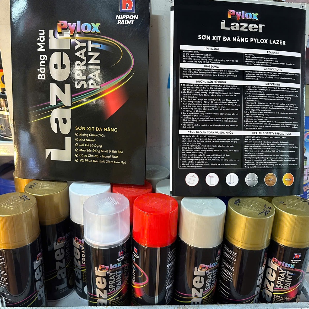 Sơn xịt đa năng Pylox Lazer màu thông dụng Chính hãng NIPPON PAINT - Dung tích 400ml