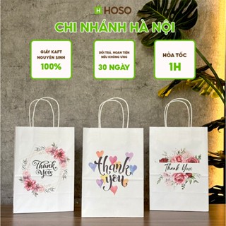 Túi giấy Kraft có quai in sẵn "ThankYou" dùng tri ân khách hàng, tặng quà
