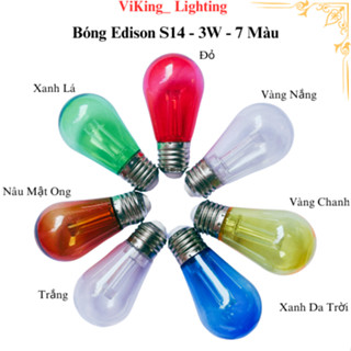    COMBO   10 Bóng Đèn Led Tiết Kiệm Điện Bóng Đèn Edison S14 3W 7 màu Trang Trí Decor Chiếu Sáng Ngoài Trời Chống Nước 