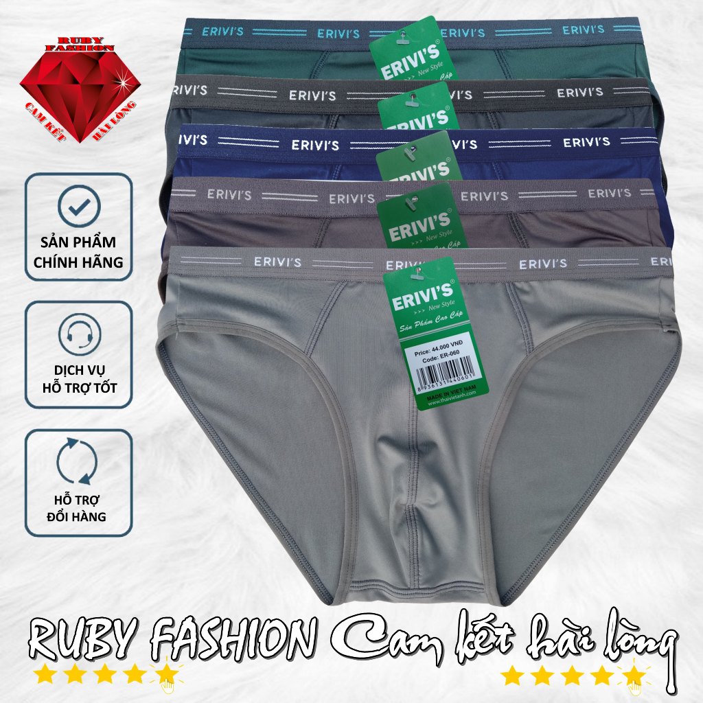 Combo 5 Quần lót nam ERIVIS Thun lạnh, lưng nhỏ - Hàng Việt Nam chất lượng cao