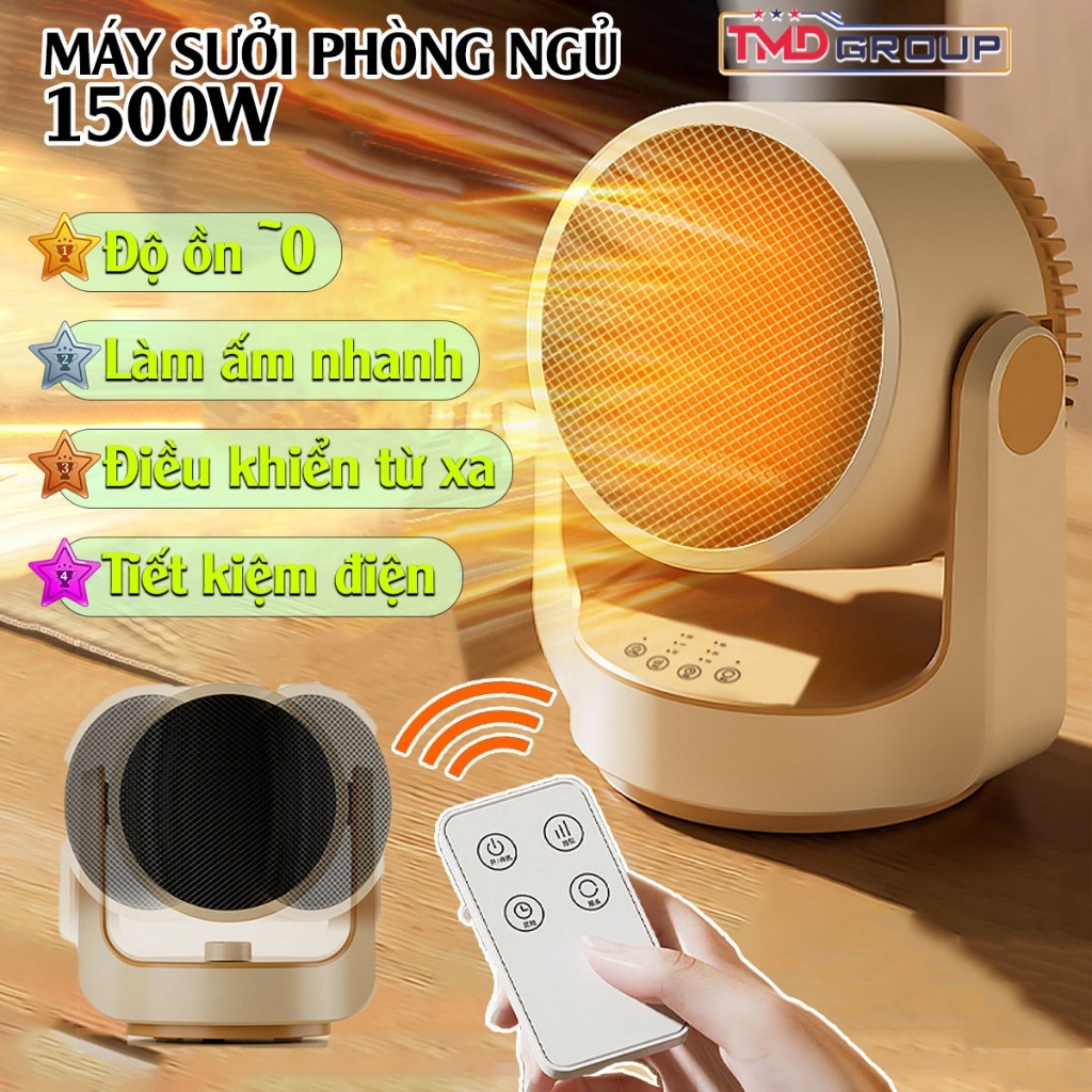 Máy sưởi phong ngủ mini Lochi - Sưởi gốm 1500w, Tiết kiệm điện, không đốt Oxy, không khô da, an toàn
