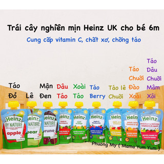 Date 9.12/25-2026 Trái cây hoa quả nghiền, Sữa chua HEINZ bổ sung vitamin C cho bé từ 6 tháng 6m nội địa Anh