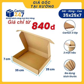 35x25x7  COMBO 10 Hộp giấy carton nắp gài to đóng gói quần áo, phụ kiện giá rẻ - Carton 247