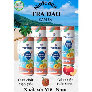 1 Lốc/ / 6 lon Nước Dừa Trà Đào Cam Sả VIETCOCO giải nhiệt cuộc sống, vị ngọt thanh mát