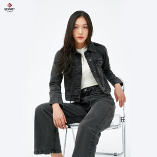  Áo khoác 1 lớp nữ GENVIET JEANS chất liệu Denim phong cách Thời Trang form Croptop XK1229J08833 