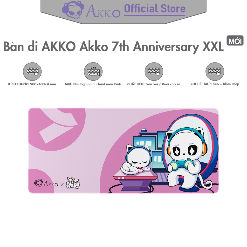 Bàn di AKKO 7th Anniversary Mousepad cao cấp [ XXL - Size lớn nhất ] - Hàng Chính Hãng