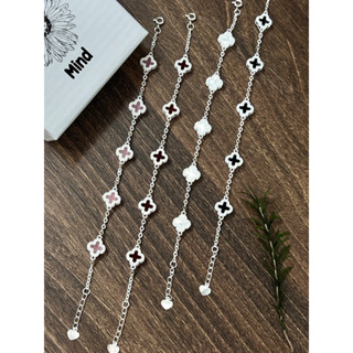 Lắc tay bạc cỏ 4 lá hàng viền tuyết 5 hoa cao cấp s925 The Mind