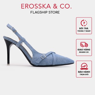  Erosska - Giày cao gót nữ mũi nhọn phối dây đan chéo cách điệu phối khóa cao 10cm - EH046 