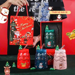  Ly Cốc sứ cốc quà tặng Noel Giáng Sinh 24 12 cao cấp kèm hộp quà - C08 