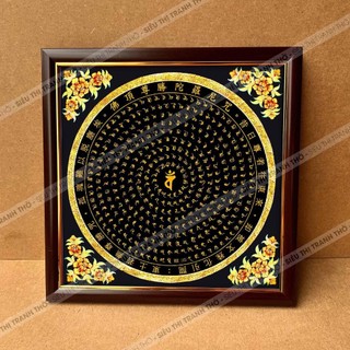Tranh Chú Phật Đảnh Tôn Thắng Mandala treo tường 34x34cm bằng vải khung composite bền đẹp