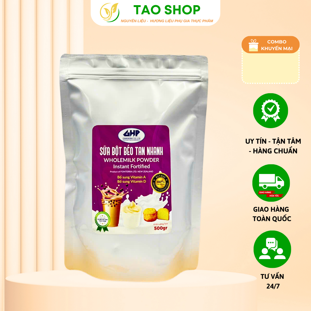 Bột sữa Newzealand Nguyên Kem Tan Nhanh Fonterra chứa vitamin gói 500gr