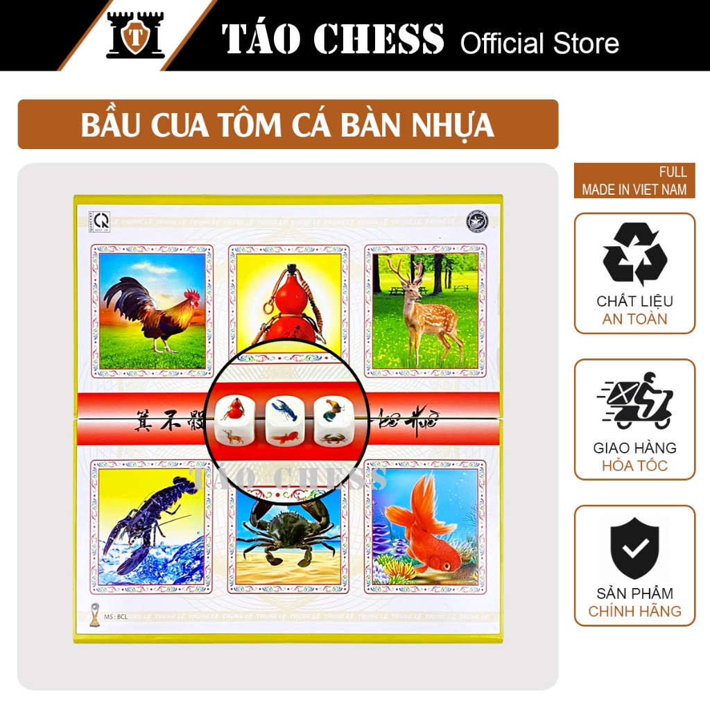 Bộ Bầu Cua Tôm Cá Bàn Nhựa Xúc Xắc Cao Cấp - Trò chơi lắc bầu cua giải trí vui vẻ ngày tết