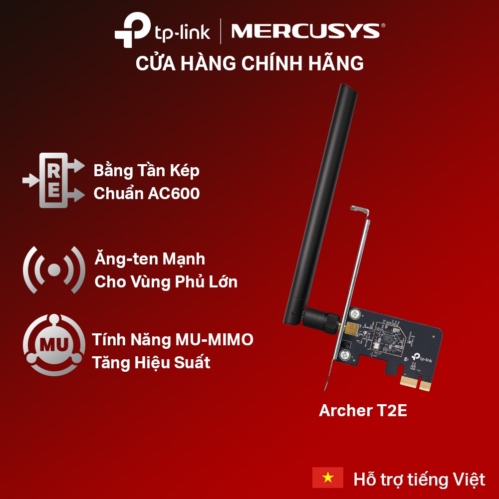 Bộ Chuyển Đổi Wifi TP-Link Archer T2E PCIe Băng Tần Kép AC600